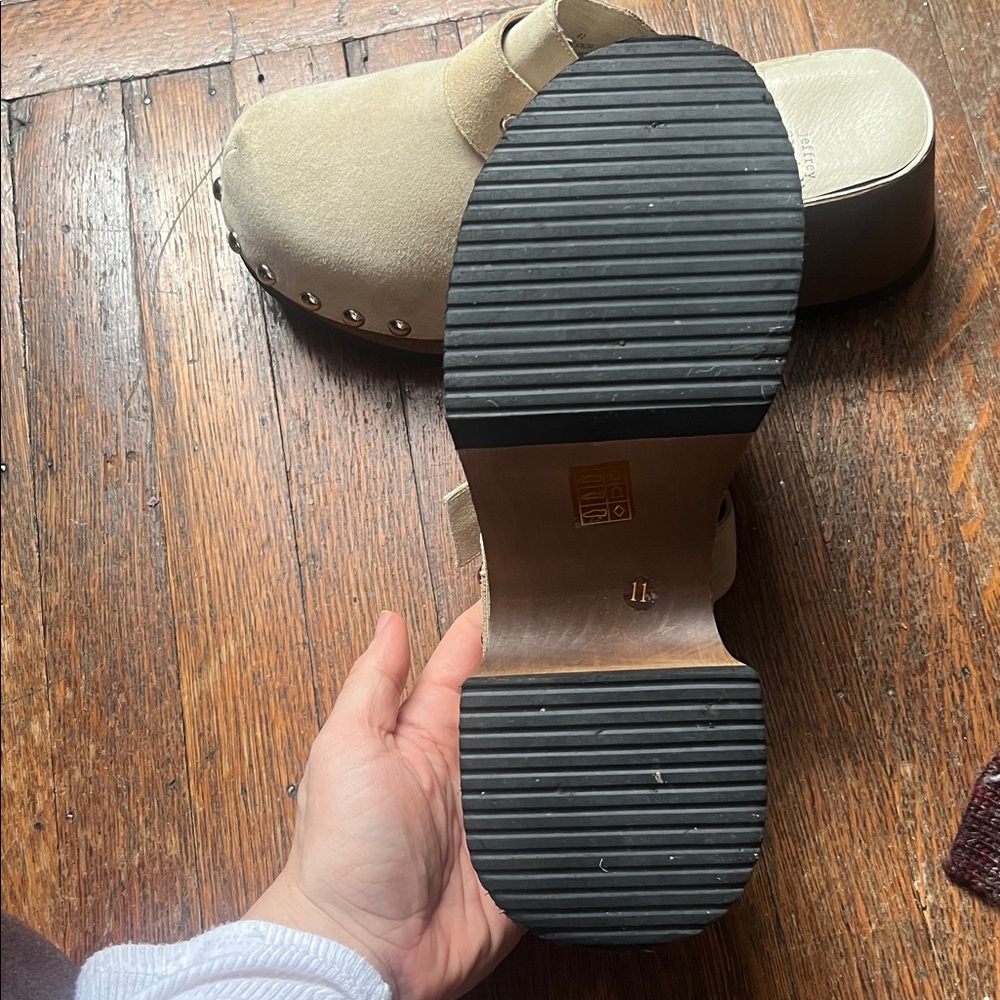 Jeffrey Campbell Beige Platform Clogs with Silver Studs - Picture 2 of 2